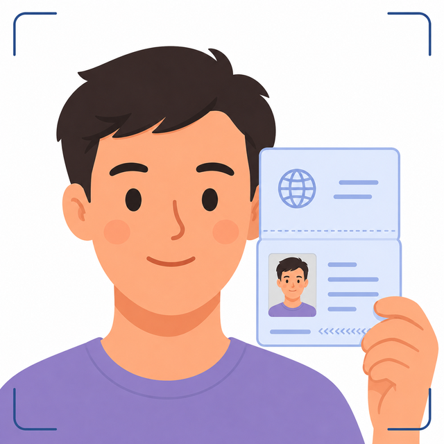 Exemplo: selfie segurando o documento ao lado do rosto